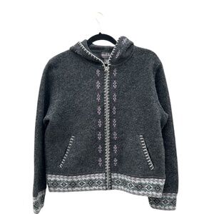 Woolrich Women Embroidered Zip Hoodie 100% Wool